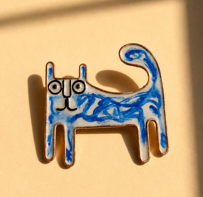 Meenakari cat brooch
