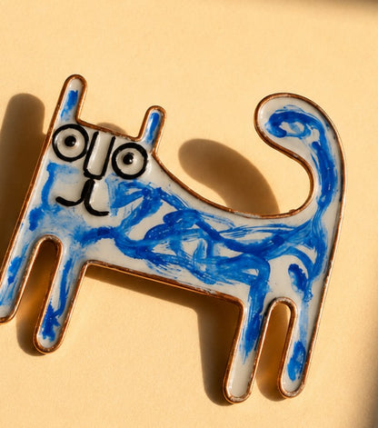Meenakari cat brooch